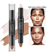 Load image into Gallery viewer, Double-Ended Highlight Shadow Cream Contour Stick Waterproof Full Coverage Concealer Natural Contour Cream Makeup Cosmetic
