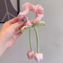 Load image into Gallery viewer, Japanese Korean Style Sweet Versatile Tulip Scrunchies Handmade High Grade Hair Ties Ponytail Hair Accessories
