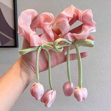 Load image into Gallery viewer, Japanese Korean Style Sweet Versatile Tulip Scrunchies Handmade High Grade Hair Ties Ponytail Hair Accessories
