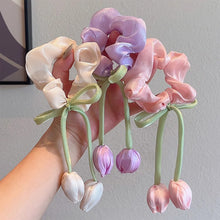 Load image into Gallery viewer, Japanese Korean Style Sweet Versatile Tulip Scrunchies Handmade High Grade Hair Ties Ponytail Hair Accessories
