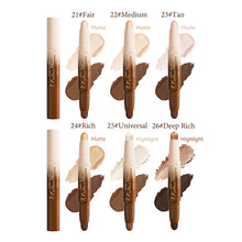 Load image into Gallery viewer, 2 in 1 Contour Stick Cream Highlighter Matte Bronzer Face Makeup Double End Concealer Nose Shadow Long Lasting Waterproof
