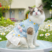 Load image into Gallery viewer, Summer Floral Printed Mesh Lace Pet Dress With Bow Cute Flower Puppy Kitty Costume Clothes For Small Dogs Cats
