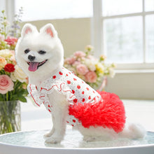 Load image into Gallery viewer, Rose Floral Lace Pet Princess Dress Thin Breathable Flutter Sleeves Tutu Skirt With Bowknot Leash Clothes for Small Dogs Cats
