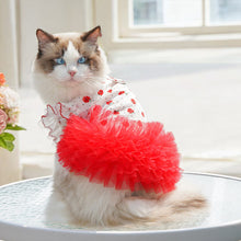 Load image into Gallery viewer, Rose Floral Lace Pet Princess Dress Thin Breathable Flutter Sleeves Tutu Skirt With Bowknot Leash Clothes for Small Dogs Cats
