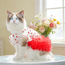 Load image into Gallery viewer, Rose Floral Lace Pet Princess Dress Thin Breathable Flutter Sleeves Tutu Skirt With Bowknot Leash Clothes for Small Dogs Cats
