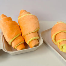 Load image into Gallery viewer, Croissant Shaped Squeaky Plush Dog Toy Hidden Food Sniffing Treat Dispensing Molar Toy For Small Medium Dogs
