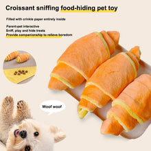 Load image into Gallery viewer, Croissant Shaped Squeaky Plush Dog Toy Hidden Food Sniffing Treat Dispensing Molar Toy For Small Medium Dogs
