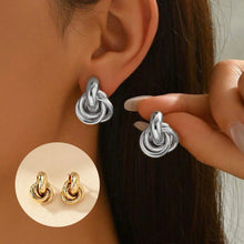 Load image into Gallery viewer, Stainless Steel Knot Hoop Drop Earrings Multi-Layer Round Twist Earrings Gold Silver Punk Daily Jewelry Gift For Women
