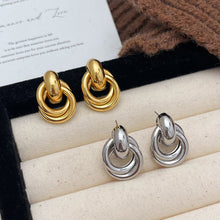 Load image into Gallery viewer, Stainless Steel Knot Hoop Drop Earrings Multi-Layer Round Twist Earrings Gold Silver Punk Daily Jewelry Gift For Women
