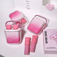 Load image into Gallery viewer, 2pcs/set Cute Water Gloss Velvet Matte Lip Glaze Waterproof Combination Mirror Matte Headphone Shaped Pendant Lipstick
