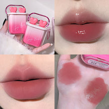 Load image into Gallery viewer, 2pcs/set Cute Water Gloss Velvet Matte Lip Glaze Waterproof Combination Mirror Matte Headphone Shaped Pendant Lipstick
