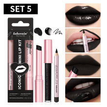 Load image into Gallery viewer, 3pcs/set Waterproof Long Lasting Matte Black Lipstick Set Velvet Liquid Lip Gloss Lip Liner Set Red Stain Makeup Cosmetic
