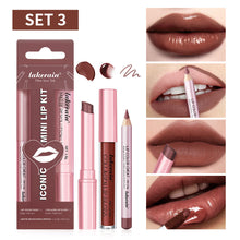 Load image into Gallery viewer, 3pcs/set Waterproof Long Lasting Matte Black Lipstick Set Velvet Liquid Lip Gloss Lip Liner Set Red Stain Makeup Cosmetic
