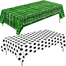 Load image into Gallery viewer, 137*183CM/137*274CM Disposable Soccer Tablecloth PE Material Waterproof Oil-Proof Easy Clean For Soccer Theme Party Decorations
