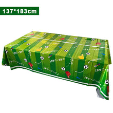 Load image into Gallery viewer, 137*183CM/137*274CM Disposable Soccer Tablecloth PE Material Waterproof Oil-Proof Easy Clean For Soccer Theme Party Decorations
