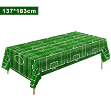 Load image into Gallery viewer, 137*183CM/137*274CM Disposable Soccer Tablecloth PE Material Waterproof Oil-Proof Easy Clean For Soccer Theme Party Decorations

