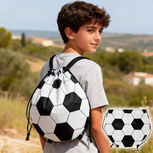 Load image into Gallery viewer, Football Pattern Drawstring Backpack Multifunctional 210D Polyester Storage Bag For Marathons And Outdoor Sports
