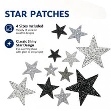 Load image into Gallery viewer, 4Pcs Glitter Rhinestone Star Iron On Patches Mixed Size Hotfix Appliques for Clothing Shoes DIY Decoration
