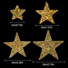 Load image into Gallery viewer, 4Pcs Glitter Rhinestone Star Iron On Patches Mixed Size Hotfix Appliques for Clothing Shoes DIY Decoration
