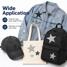 Load image into Gallery viewer, 4Pcs Glitter Rhinestone Star Iron On Patches Mixed Size Hotfix Appliques for Clothing Shoes DIY Decoration
