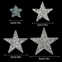 Load image into Gallery viewer, 4Pcs Glitter Rhinestone Star Iron On Patches Mixed Size Hotfix Appliques for Clothing Shoes DIY Decoration
