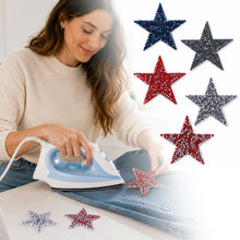 Load image into Gallery viewer, Pentagram Shaped Rhinestone Iron On Patches Clothing Appliques DIY Handmade Sewing Craft Accessories
