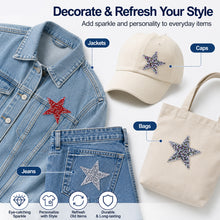 Load image into Gallery viewer, Pentagram Shaped Rhinestone Iron On Patches Clothing Appliques DIY Handmade Sewing Craft Accessories
