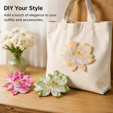 Load image into Gallery viewer, 1Pc Lotus Flower Patch Embroidery Patch On Applique for Clothes Cheongsam Wedding Dress Bag DIY Decor
