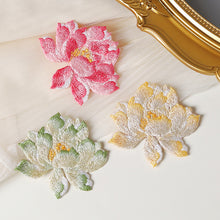 Load image into Gallery viewer, 1Pc Lotus Flower Patch Embroidery Patch On Applique for Clothes Cheongsam Wedding Dress Bag DIY Decor
