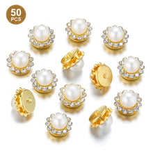 Load image into Gallery viewer, 50Pcs Gold &amp; Silver Base Rhinestone Pearl Sewing Beads Sparkling DIY Jewelry Daliy Sewing Embellishments
