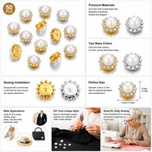 Load image into Gallery viewer, 50Pcs Gold &amp; Silver Base Rhinestone Pearl Sewing Beads Sparkling DIY Jewelry Daliy Sewing Embellishments
