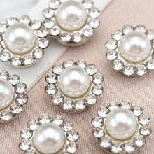 Load image into Gallery viewer, 50Pcs Gold &amp; Silver Base Rhinestone Pearl Sewing Beads Sparkling DIY Jewelry Daliy Sewing Embellishments
