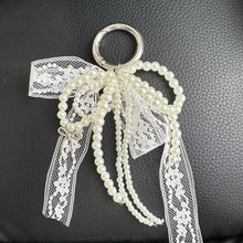 Load image into Gallery viewer, Korean Style Cute Bow Lace Keychain White Black Stylish Bag Pendant Phone Chain Daily Decoration Accessories
