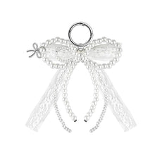 Load image into Gallery viewer, Korean Style Cute Bow Lace Keychain White Black Stylish Bag Pendant Phone Chain Daily Decoration Accessories
