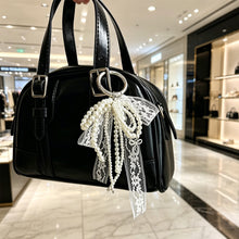 Load image into Gallery viewer, Korean Style Cute Bow Lace Keychain White Black Stylish Bag Pendant Phone Chain Daily Decoration Accessories
