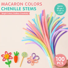 Load image into Gallery viewer, 100Pcs Macaron Mixed Color Chenille Stems Plush Stick DIY Craft Wires for Handmade Toys Art Hobby Supplies
