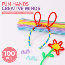 Load image into Gallery viewer, 100Pcs Macaron Mixed Color Chenille Stems Plush Stick DIY Craft Wires for Handmade Toys Art Hobby Supplies

