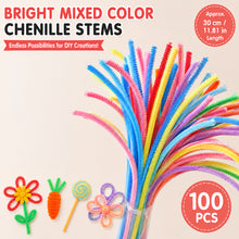 Load image into Gallery viewer, 100Pcs Macaron Mixed Color Chenille Stems Plush Stick DIY Craft Wires for Handmade Toys Art Hobby Supplies
