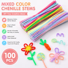 Load image into Gallery viewer, 100Pcs Macaron Mixed Color Chenille Stems Plush Stick DIY Craft Wires for Handmade Toys Art Hobby Supplies
