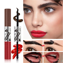 Load image into Gallery viewer, 2 in 1 Peel Off Eyebrow Tint &amp; Lip Stain Kit Double Head Eyebrow Gel Tint Lipstick Waterproof Long Lasting Peelable Makeup Set
