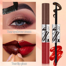 Load image into Gallery viewer, 2 in 1 Peel Off Eyebrow Tint &amp; Lip Stain Kit Double Head Eyebrow Gel Tint Lipstick Waterproof Long Lasting Peelable Makeup Set
