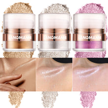 Load image into Gallery viewer, Glitter Highlighter Powder Diamond High Gloss Makeup Face Body Pearlescent Highlighter for Cheeks Shoulders Collarbone Party Makeup

