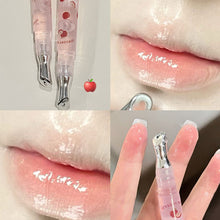 Load image into Gallery viewer, Cute Pink Lip Gloss Hydrating Non Sticky Fruit Flavor Strawberry Peach Shiny Moisturizing Lip Balm Mirror Gloss Lip Oil Makeup
