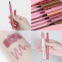 Load image into Gallery viewer, Smooth Color Juice Lip Stain Brush Tip Liquid Lip Liner Long Lasting Waterproof High Pigment Matte Nude Lip Contour Pen Makeup
