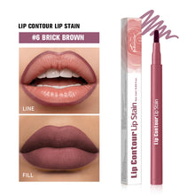 Load image into Gallery viewer, Smooth Color Juice Lip Stain Brush Tip Liquid Lip Liner Long Lasting Waterproof High Pigment Matte Nude Lip Contour Pen Makeup
