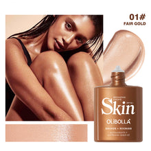 Load image into Gallery viewer, Bronze Body Highlighter Liquid 4 Colors Shimmer Body Lotion Waterproof Self Tanner Highlighter for Legs Arms Shoulders
