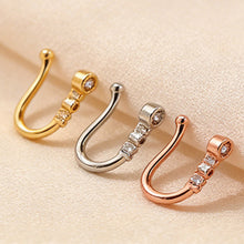Load image into Gallery viewer, 1Pc U-shape Non Piercing Fake Nose Clip Inlaid Zircon Flower Nose Ring Hip Hop Fashion Body Jewelry For Women

