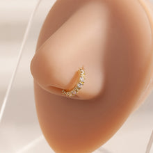 Load image into Gallery viewer, 1Pc Single Row Mini Zircon Opening Nose Ring Ultra Sparkle Pierced Nose Stud Multi Use Earring Body Jewelry For Women
