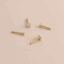 Load image into Gallery viewer, 1Pc Stainless Steel L-Shaped Crystal Nose Stud Multiple Sizes Nostril Piercing Body Jewelry For Women Girls
