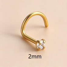 Load image into Gallery viewer, 1Pc Stainless Steel L-Shaped Crystal Nose Stud Multiple Sizes Nostril Piercing Body Jewelry For Women Girls
